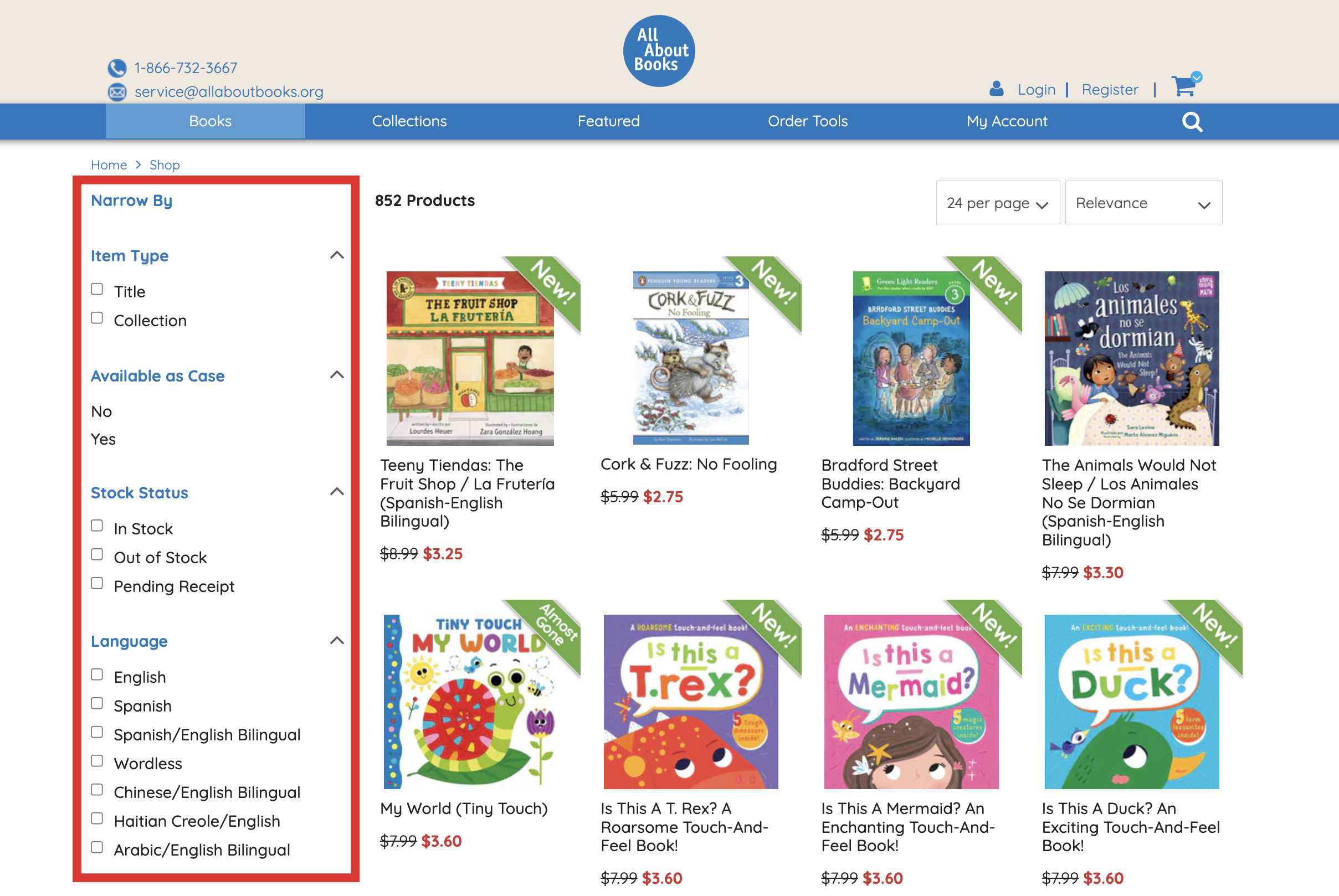 Faceted Search Example Side Bar
